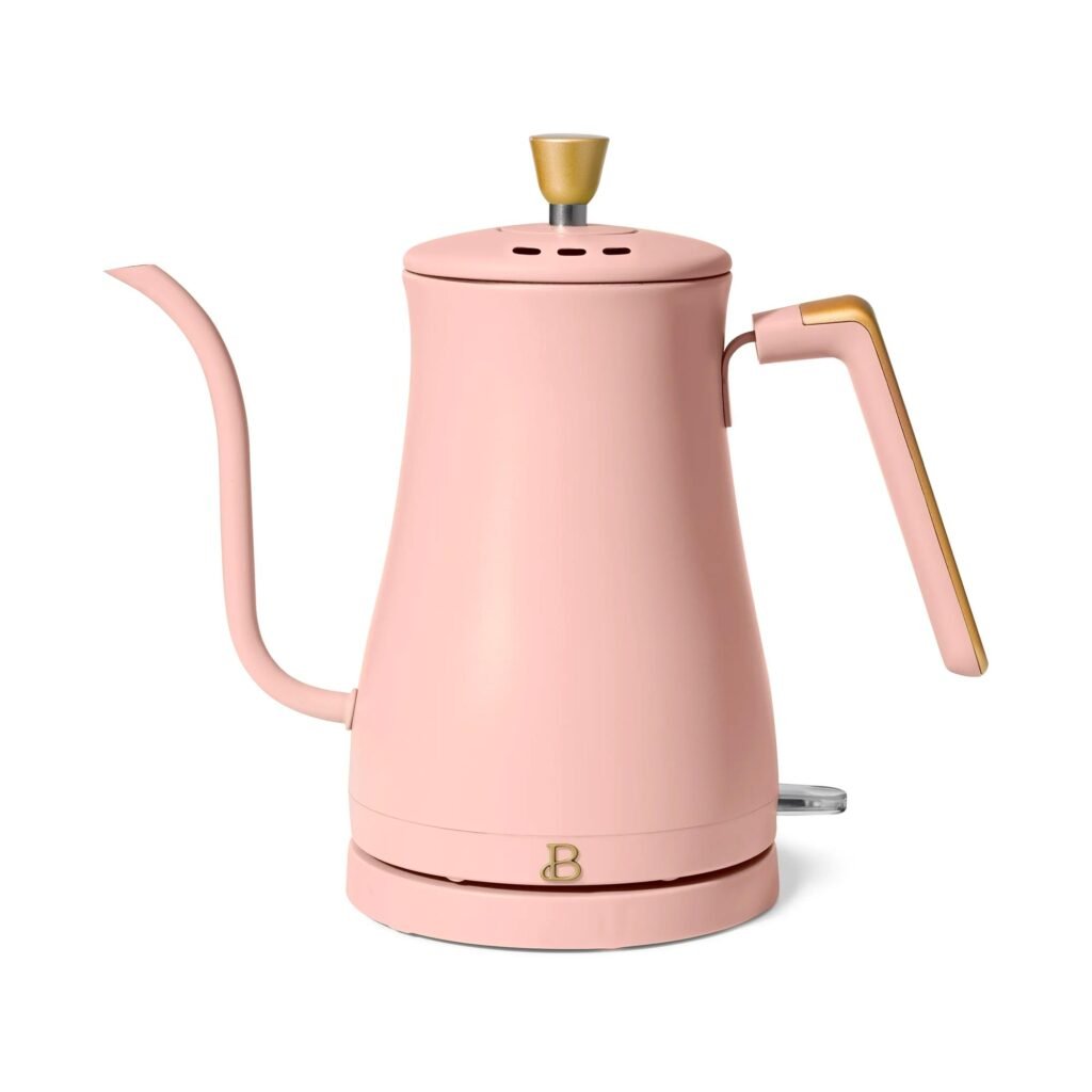 1L Electric Gooseneck Kettle - 1200W Fast Boil, Rose Pink