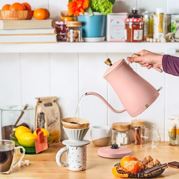 1L Electric Gooseneck Kettle - 1200W Fast Boil, Rose Pink - Image 3