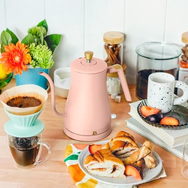 1L Electric Gooseneck Kettle - 1200W Fast Boil, Rose Pink - Image 4
