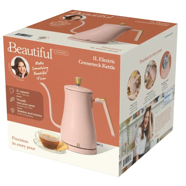 1L Electric Gooseneck Kettle - 1200W Fast Boil, Rose Pink - Image 5
