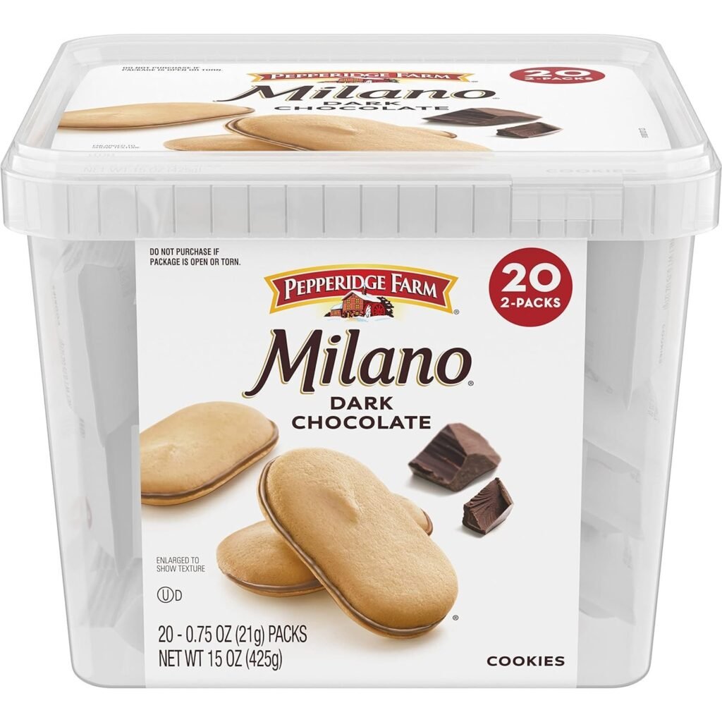 20 Pack Milano Dark Chocolate Cookies - 2 Cookies Per Pack