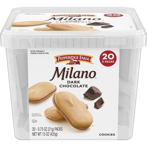 20 Pack Milano Dark Chocolate Cookies - 2 Cookies Per Pack