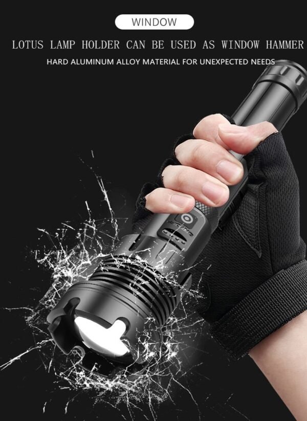 High Lumen LED Tactical Flashlight - Rechargeable with Laser Light - Image 5