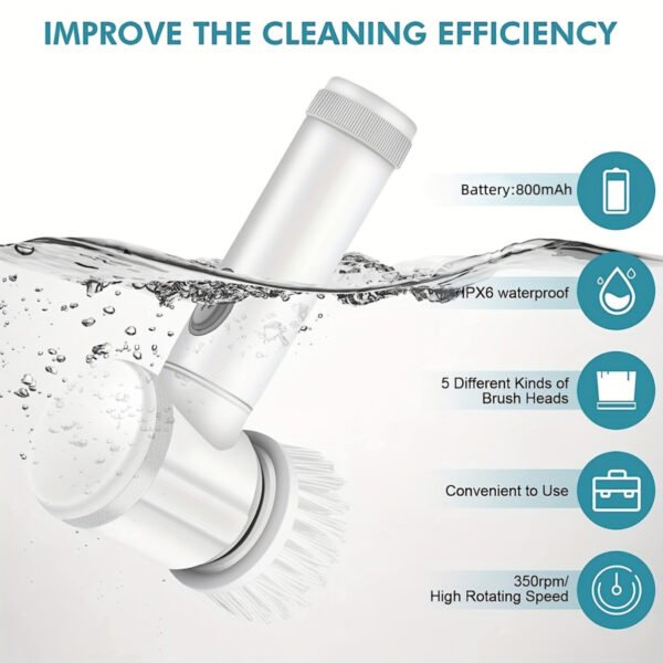 Cordless Electric Scrubber - Powerful Cleaning Brush for Kitchen, Floor - Image 2
