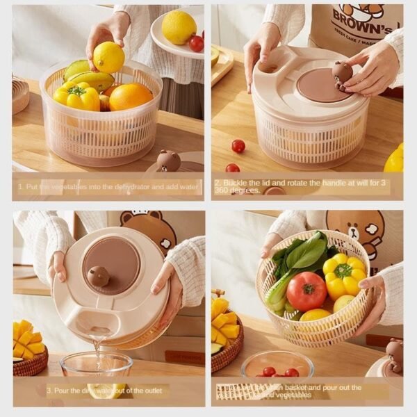 Vegetable Dehydrator & Salad Spinner - Press & Dry Basket for Home Kitchen - Image 2