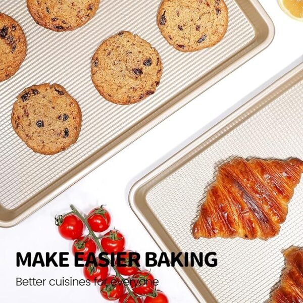 3pcs Non-Stick Carbon Steel Baking Sheets - Rhombic Pattern - Image 5