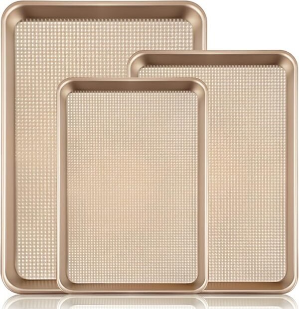 3pcs Non-Stick Carbon Steel Baking Sheets - Rhombic Pattern