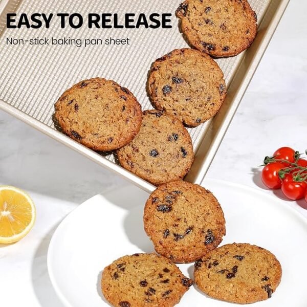 3pcs Non-Stick Carbon Steel Baking Sheets - Rhombic Pattern - Image 4