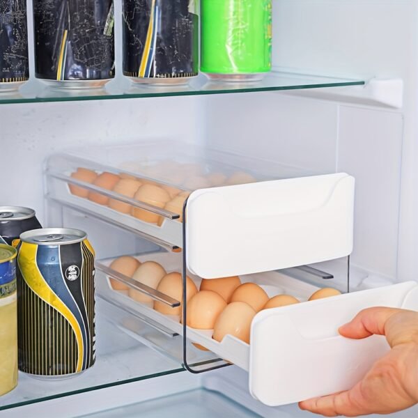 2-Layer Clear Egg Holder for Fridge – Stackable Plastic Organizer, 36-Egg Capacity with Handles - Image 7