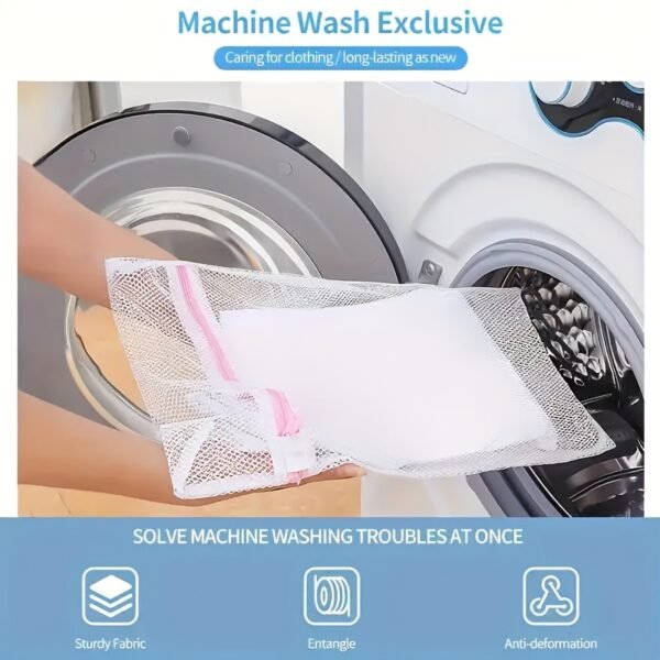 Laundry Mesh Bags 4-Pack, Durable Zippered Wash Bags for Protecting Clothes and Delicateshe Washing Machine, Laundry Bags - Image 2