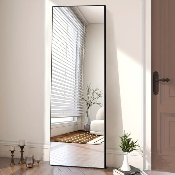 Arched/Rectangular Aluminum Full-Length Mirror with Stand, Wall & Floor Use - Image 11