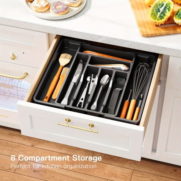 Adjustable Expandable Cutlery Organizer Tray with Labels - Image 4
