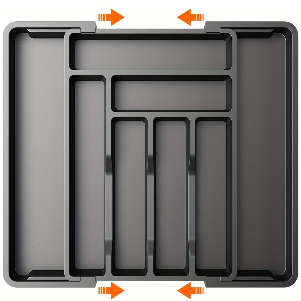 Adjustable Expandable Cutlery Organizer Tray with Labels