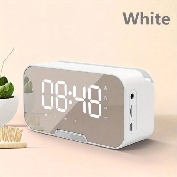 Mini Wireless Portable Speaker with FM Radio, LED Mirror, Mic, TF Card, USB Charge - Image 8