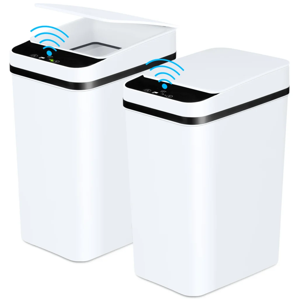 2-Pack 12L Sensor Trash Cans with Lids, Touchless Slim Design for Bathroom, Bedroom, Office