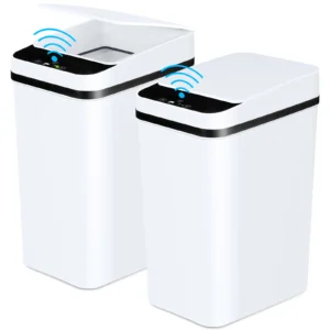 2-Pack 12L Sensor Trash Cans with Lids, Touchless Slim Design for Bathroom, Bedroom, Office