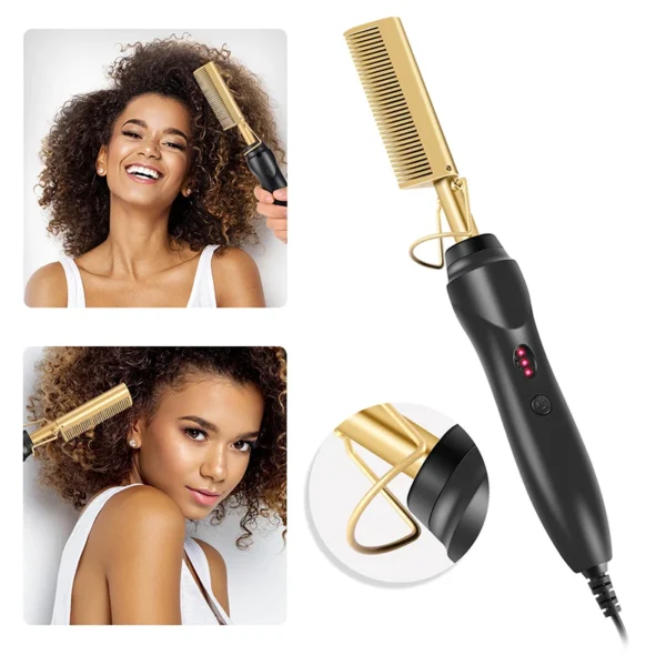 2-in-1 Hair Straightener Brush & Curler for Wet & Dry Hair - Image 2