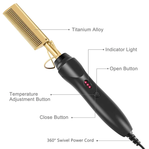 2-in-1 Hair Straightener Brush & Curler for Wet & Dry Hair - Image 5