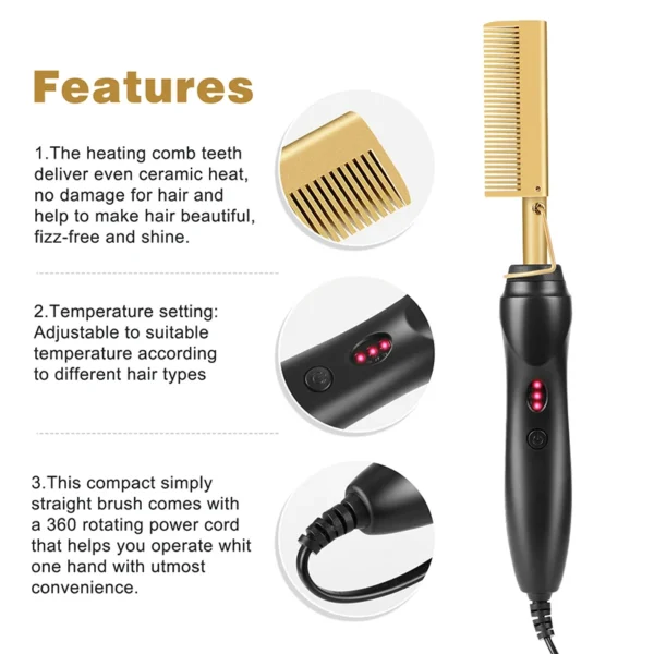 2-in-1 Hair Straightener Brush & Curler for Wet & Dry Hair - Image 6