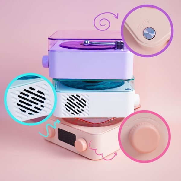 Sanrio Vinyl Record Player – Hello Kitty, Kuromi, Cinnamoroll Options, Wireless Speaker, DIY Accessories, Wave Lights, Desktop Clock, Perfect Gift for Music Lovers - Image 5
