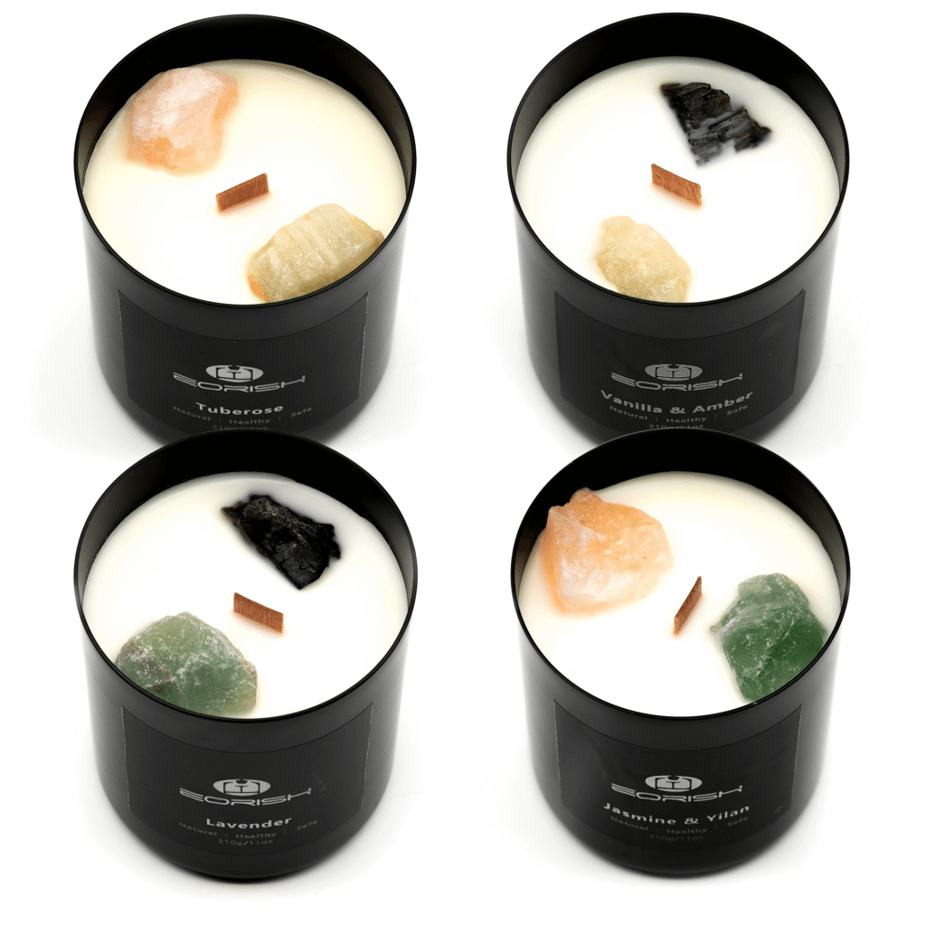 Long-Lasting 8pcs Crystal Scented Candle Gift Set with Silicone Pads – 44oz, Lavender & Vanilla & Jasmine & Tuberose