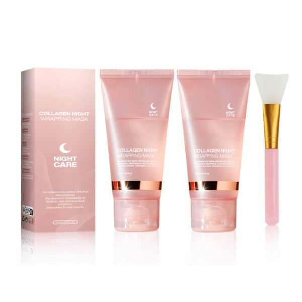 Collagen Night Mask with Jelly Brush – Brightening & Firming, 2.54oz ×2, Alcohol-Free - Image 4