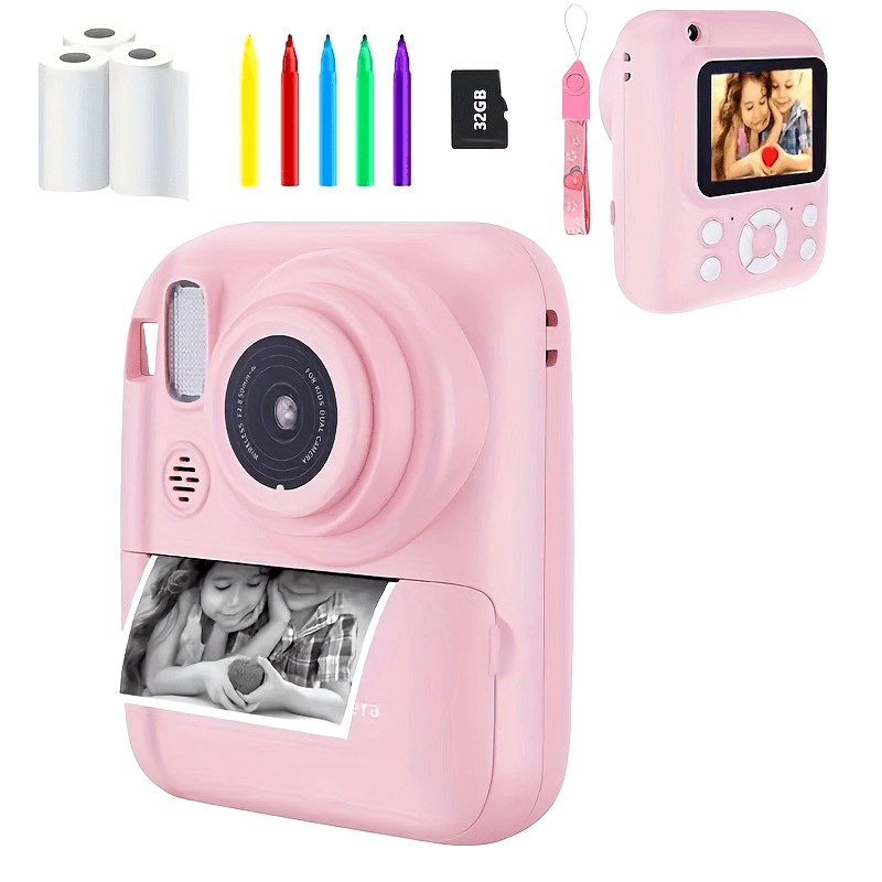 Instant Print Camera for Kids – 3-in-1 Camera, Games, MP3, 1080P Video, 10x Zoom, Includes 32GB & Accessories