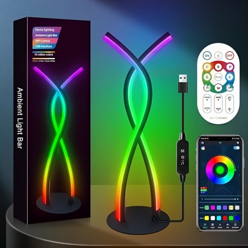 Smart RGB LED Light Bars with Music Sync, App & Remote Control, Gaming Desk Ambient Lamp, USB Powered