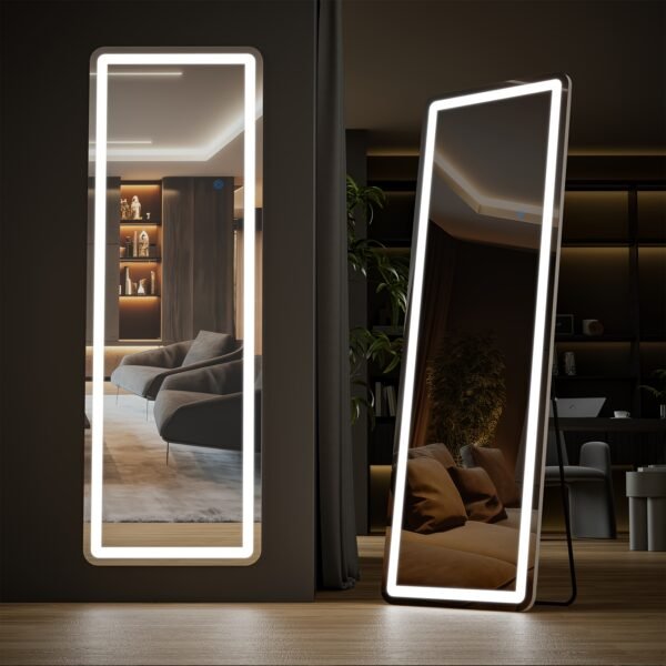 Arched/Rectangular Aluminum Full-Length Mirror with Stand, Wall & Floor Use - Image 18