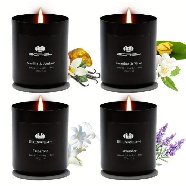 Long-Lasting 8pcs Crystal Scented Candle Gift Set with Silicone Pads – 44oz, Lavender & Vanilla & Jasmine & Tuberose - Image 6