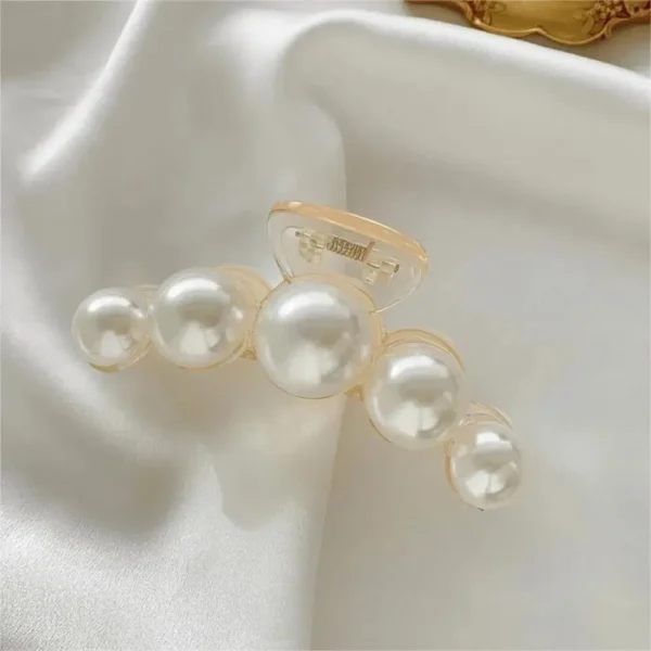 Large Pearl Shark Hair Clips 4pcs | Simple Elegant Temperament Hair Accessories for Women Styling - Image 4