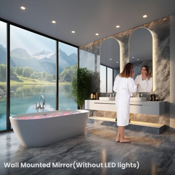 Arched/Rectangular Aluminum Full-Length Mirror with Stand, Wall & Floor Use - Image 10