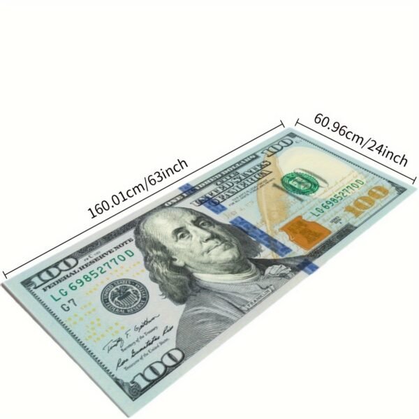 Modern $100 Bill Runner Rug 24"x63" – Non-Slip, Machine Washable, Rubber Back for Safety - Image 3