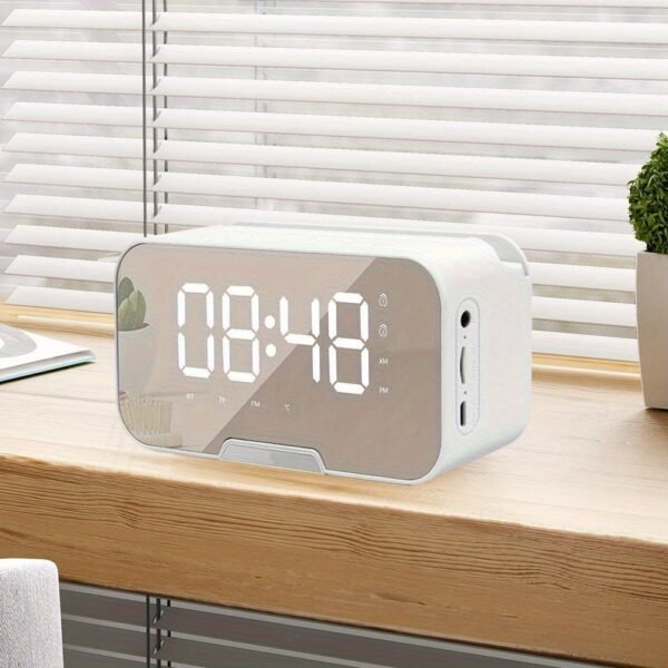Mini Wireless Portable Speaker with FM Radio, LED Mirror, Mic, TF Card, USB Charge - Image 2
