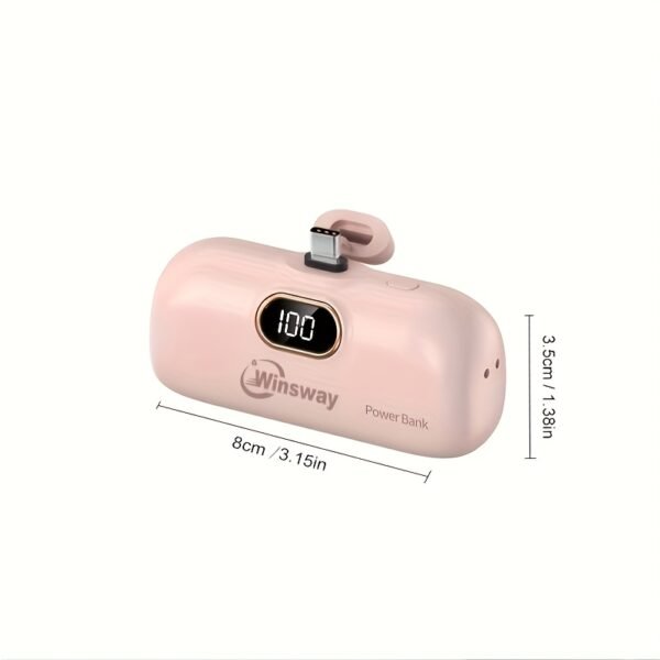 WINSWAY Mini 5000mAh Power Bank, USB-C, Universal for iPhone/Android - Image 3