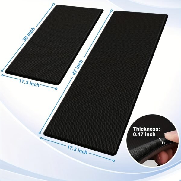 Black Kitchen Comfort Mats (2pcs) – Ergonomic, Non-Slip, Heavy Duty Foam Rugs - Image 3