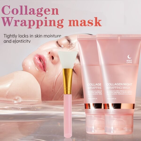 Collagen Night Mask with Jelly Brush – Brightening & Firming, 2.54oz ×2, Alcohol-Free - Image 2