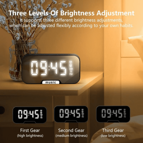 Mini Wireless Portable Speaker with FM Radio, LED Mirror, Mic, TF Card, USB Charge - Image 10