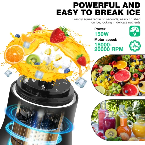 600ml Portable Smoothie Blender, USB Rechargeable Mini Blender for Travel, Powerful Ice Crushing & Large Capacity - Image 4