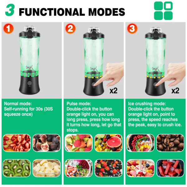 600ml Portable Smoothie Blender, USB Rechargeable Mini Blender for Travel, Powerful Ice Crushing & Large Capacity - Image 5