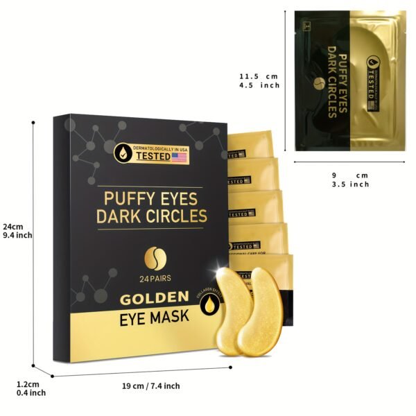 24pcs Golden Collagen Under Eye Patches – Brightening & Anti-Puffiness - Image 3
