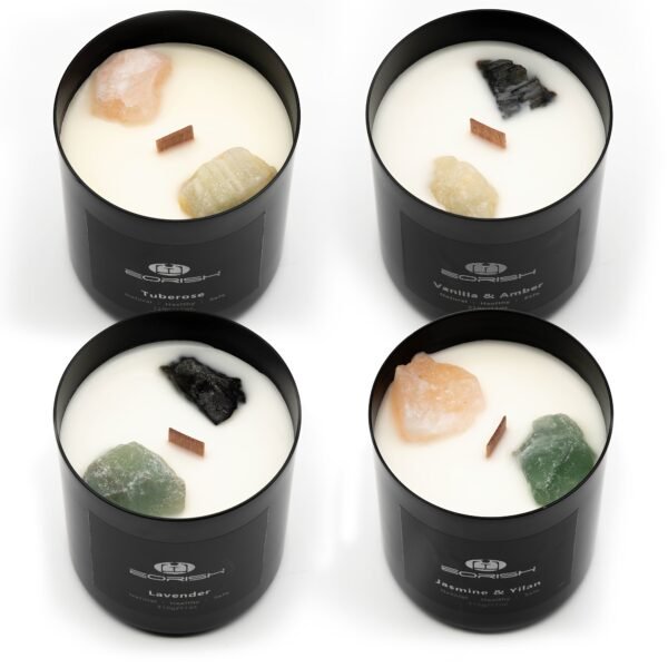 Long-Lasting 8pcs Crystal Scented Candle Gift Set with Silicone Pads – 44oz, Lavender & Vanilla & Jasmine & Tuberose - Image 2