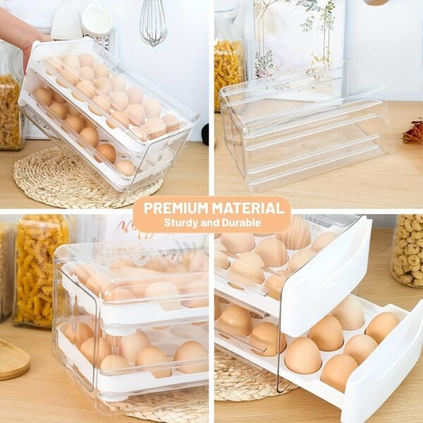 2-Layer Clear Egg Holder for Fridge – Stackable Plastic Organizer, 36-Egg Capacity with Handles - Image 5