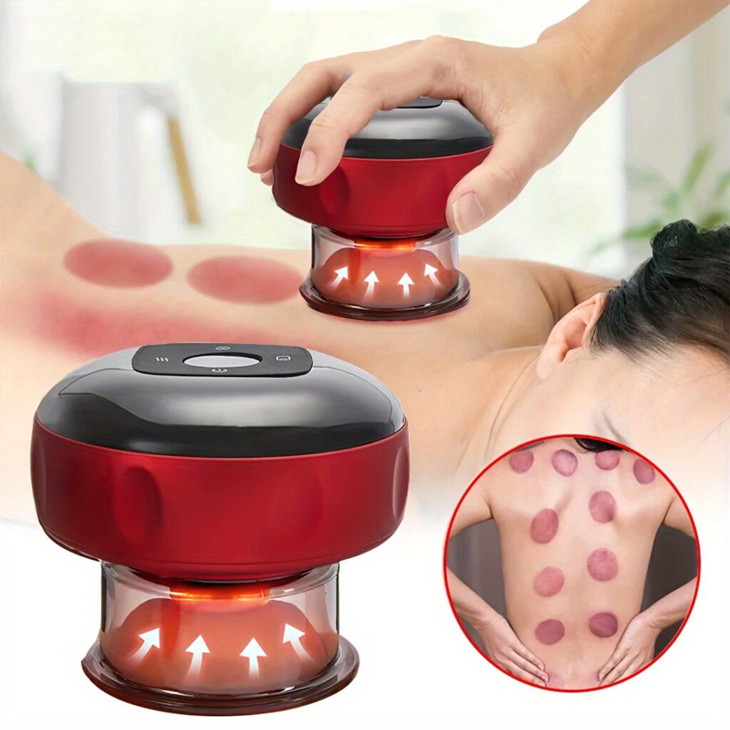 Rechargeable Warm Cupping Device – Vacuum Massager for Back, Neck & Arms, Home Spa Therapy