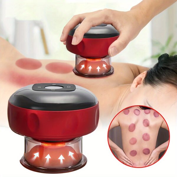 Rechargeable Warm Cupping Device – Vacuum Massager for Back, Neck & Arms, Home Spa Therapy