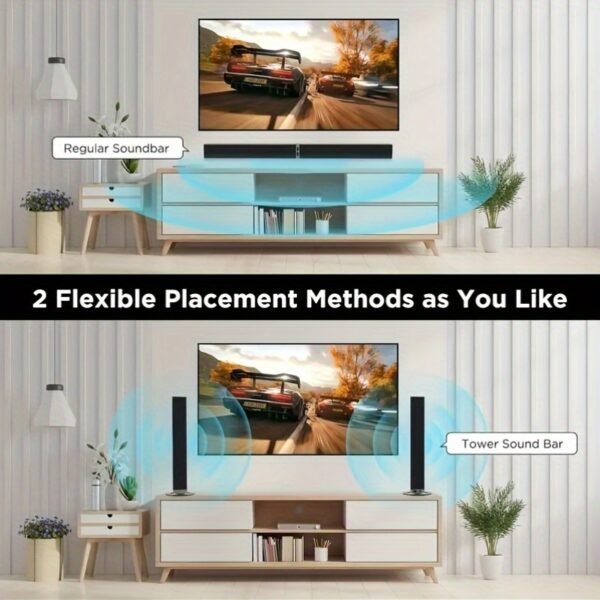 2 IN 1 TV Sound Bar, Sound Bars for Smart TV, 50W Wireless 2.0 Channel Home Audio Sound Bars with ARCu002FOpticalu002FAUX Connection - Image 4