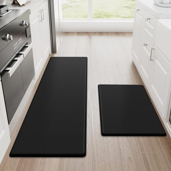 Black Kitchen Comfort Mats (2pcs) – Ergonomic, Non-Slip, Heavy Duty Foam Rugs - Image 6