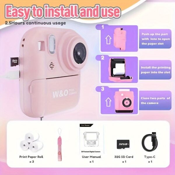Instant Print Camera for Kids – 3-in-1 Camera, Games, MP3, 1080P Video, 10x Zoom, Includes 32GB & Accessories - Image 5