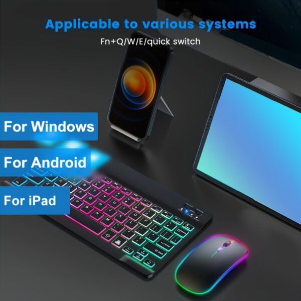 2025 Ultra-Thin Wireless Keyboard & Mouse Set – Rechargeable, Multi-Color, Portable for Phones & Tablets - Image 3
