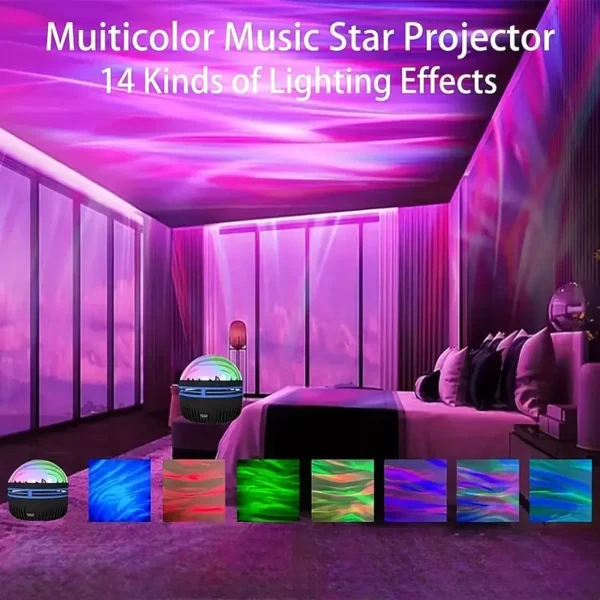 Aurora Borealis Starry Sky Projection Light, LED Projection Night Light with Remote Control, 7 Lighting Effects - Image 3